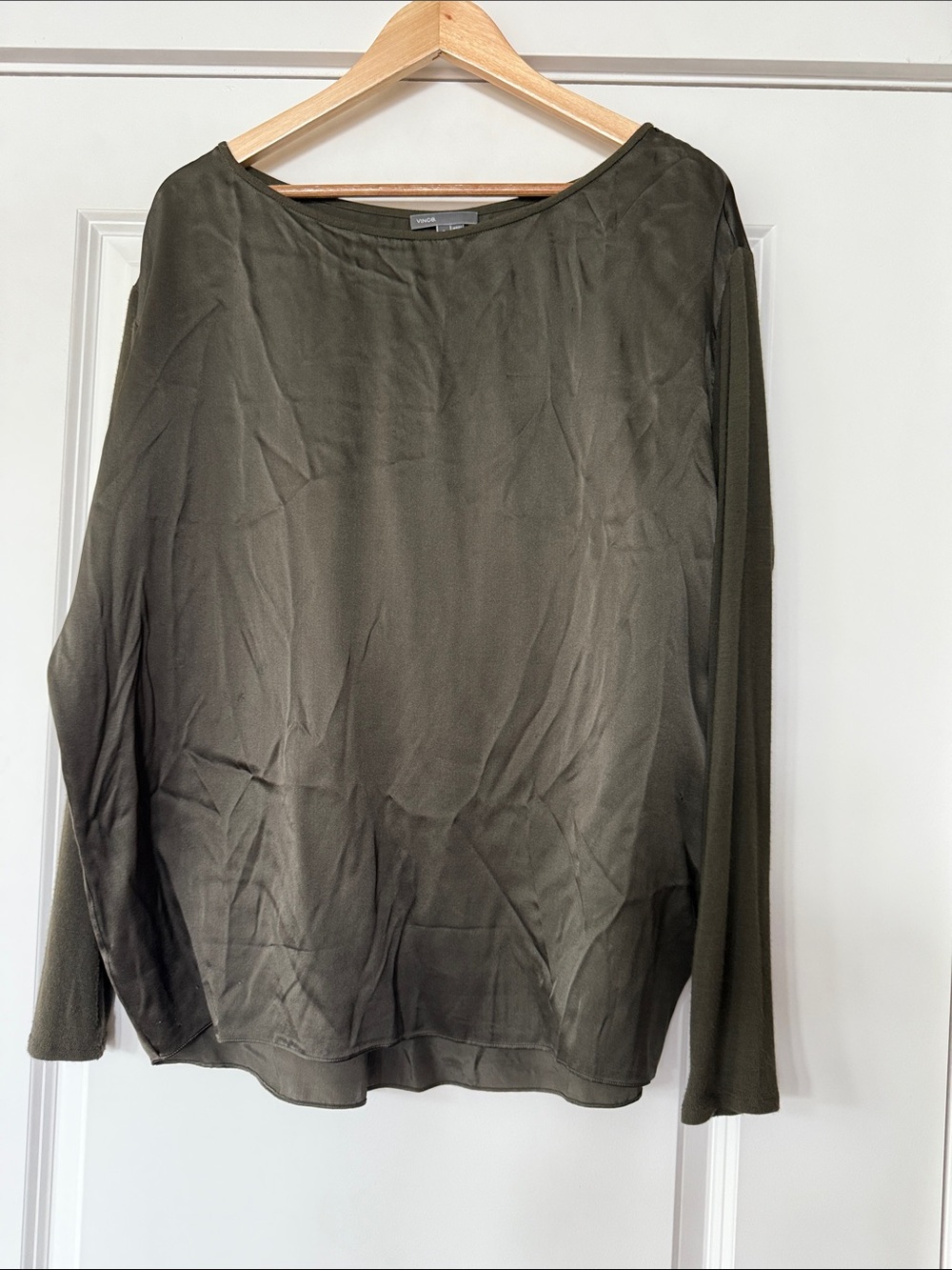 Vince Olive Green Long Sleeve Blouse